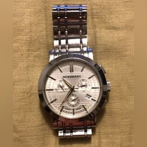 Authentic Burberry Silver tone watch
